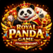 Royal Panda Game casino logo with a crowned panda mascot holding playing cards, surrounded by dice, coins, and casino elements